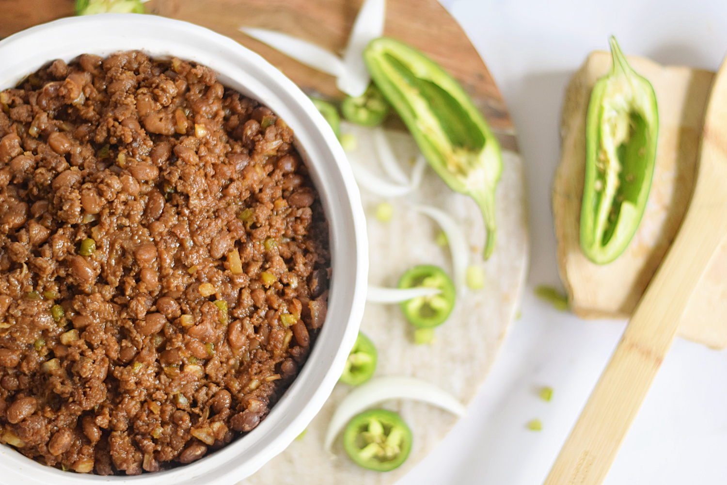 Southern Baked Beans with (Plant-Based) Ground Beef - My Pretty Brown ...